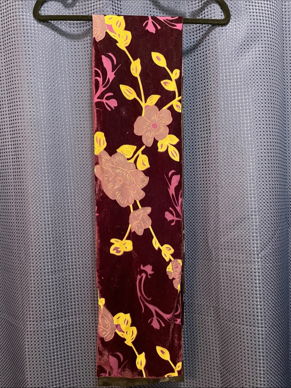 Source Unknown Burgundy Scarf with Yellow and Pink Floral Print